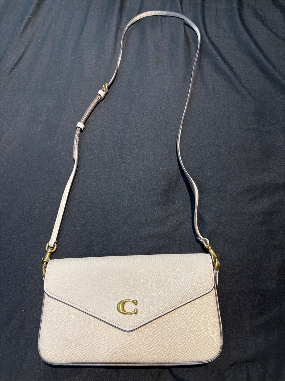 Coach Cream Leather Crossbody with Gold C Logo